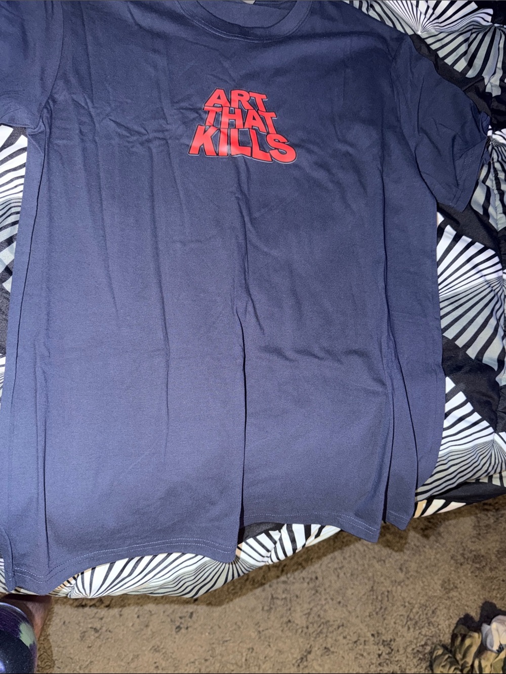 Gallery Dept Navy Tee with Red "ART THAT KILLS" Graphic